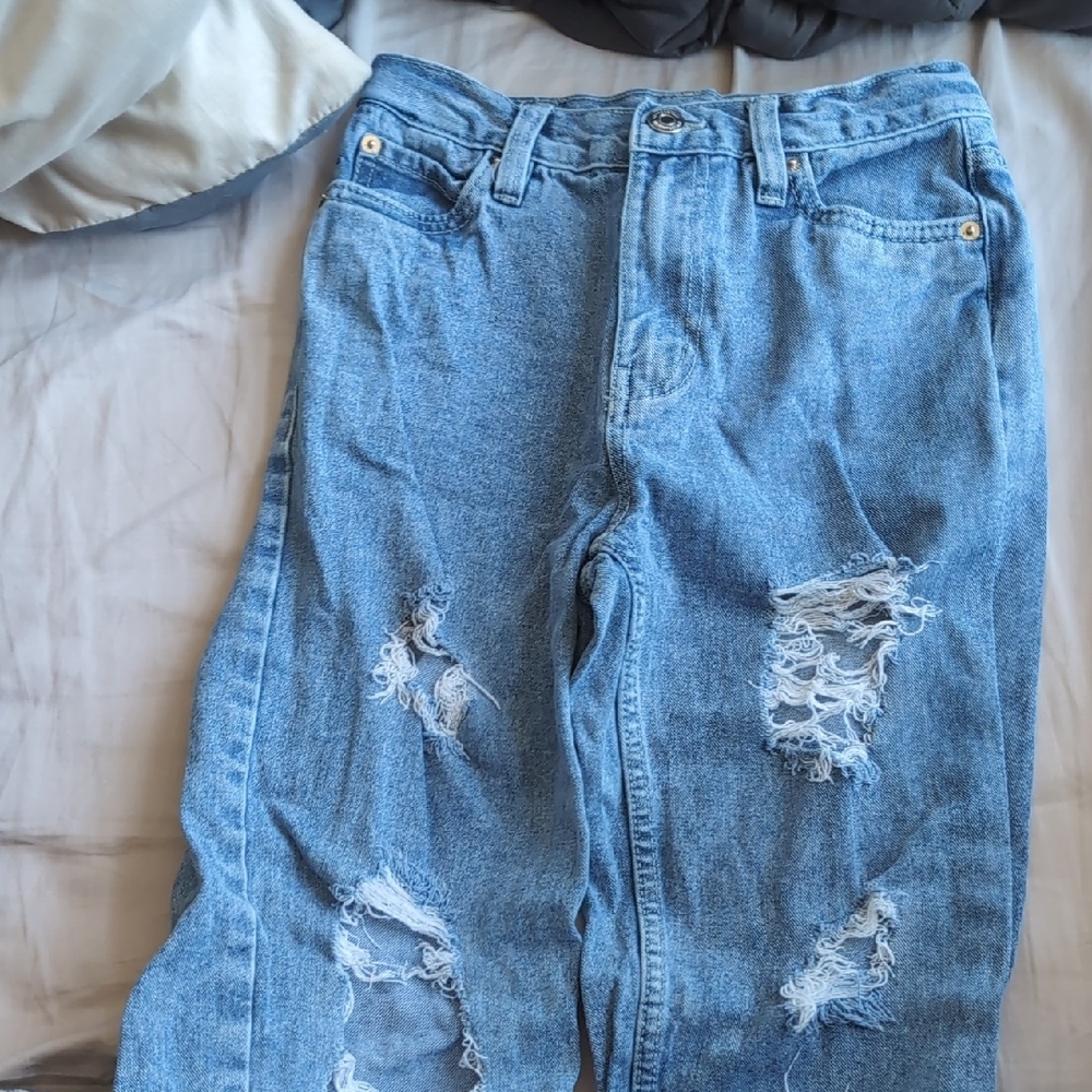 Aeropostale Blue Boyfriend Jeans Distressed Style